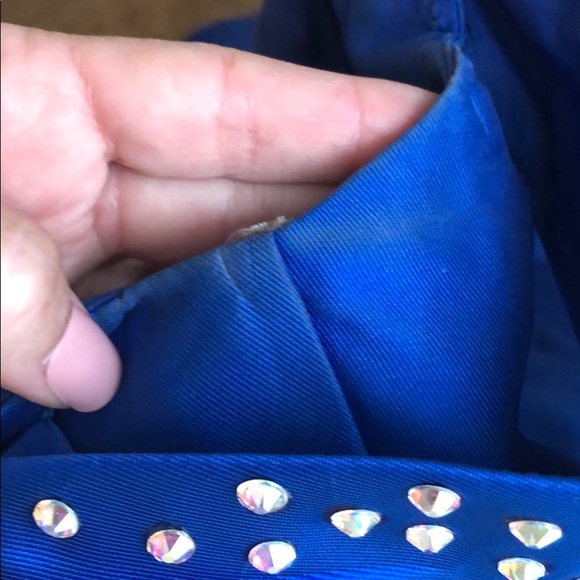 SOLD. Brilliant Blue Fitted Trumpet Hem Gown - Picture 8 of 8